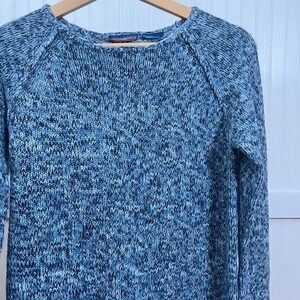 Vtg Blue Knit Sweater Cabincore Grandmacore Grannycore Artsy Women's S Pixelated